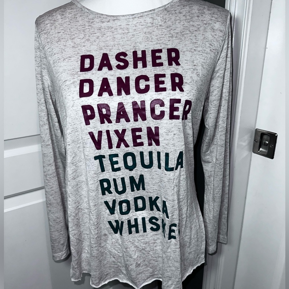 Daisy Rae by Southern Grace Reindeer & Liquor Holiday Long Sleeve Top S